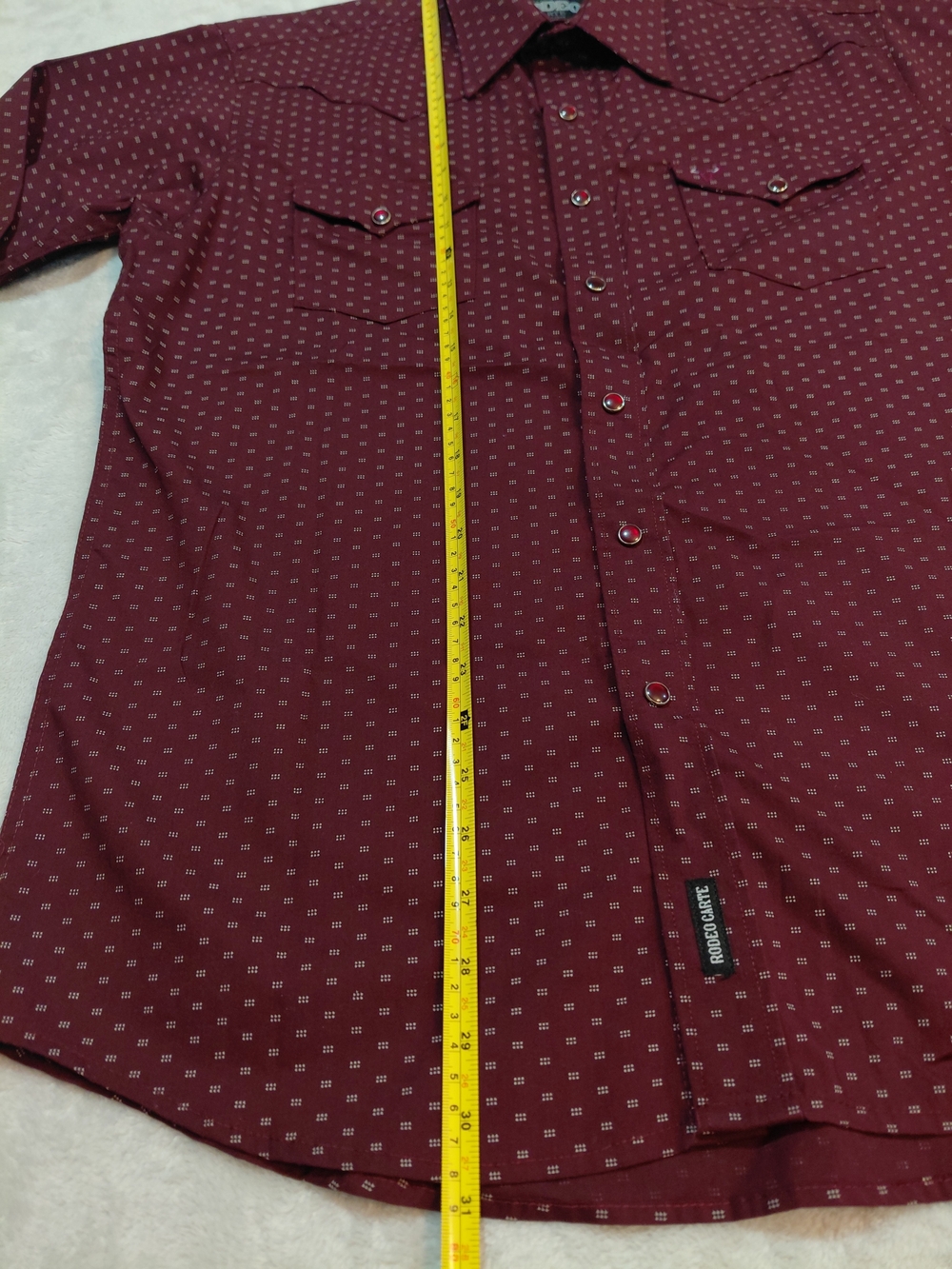 Men's Burgundy Printed Western Shirt - Picture 7 of 9